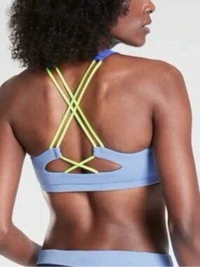 Athleta Freestyle Colorblock High Neck Bikini Top Size XS Blue NWT